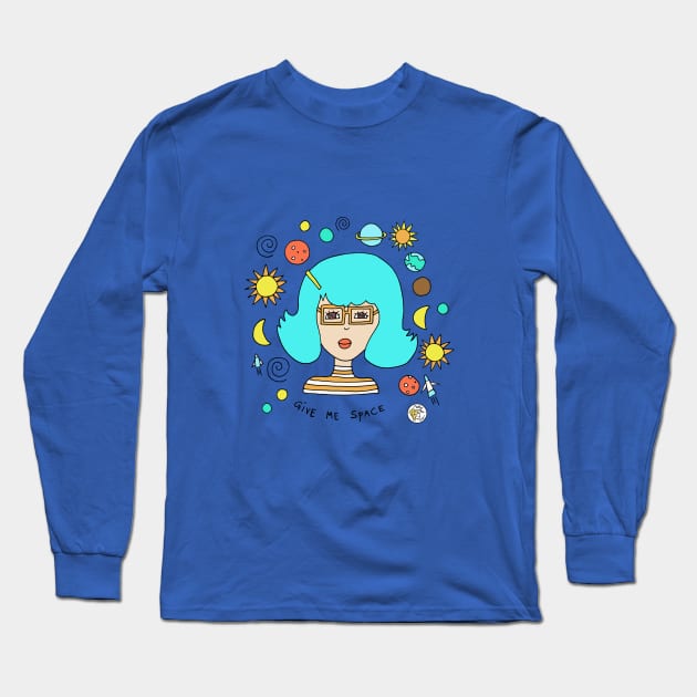 Cool girl loves space! Long Sleeve T-Shirt by Mellowdays